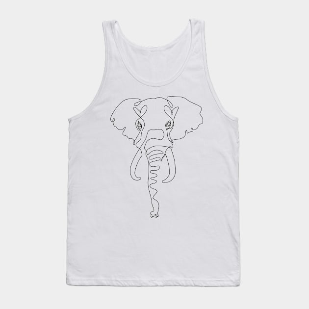 One Line Elephant Tank Top by huebucket